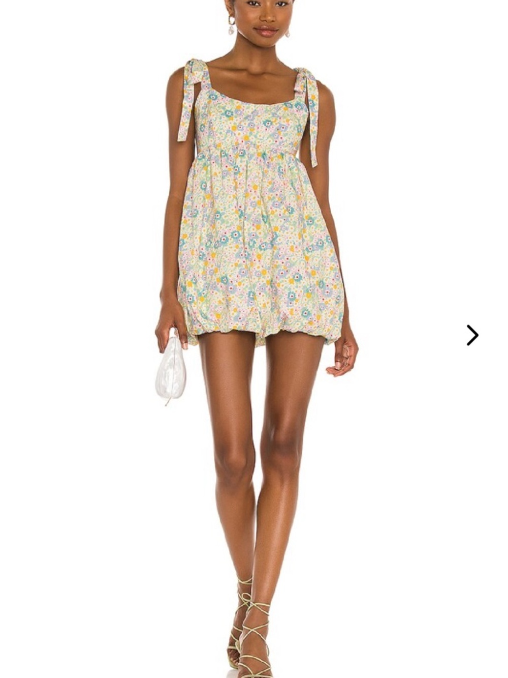 Lovers + Friends Yellow Floral Tie-Shoulder Mini Dress
